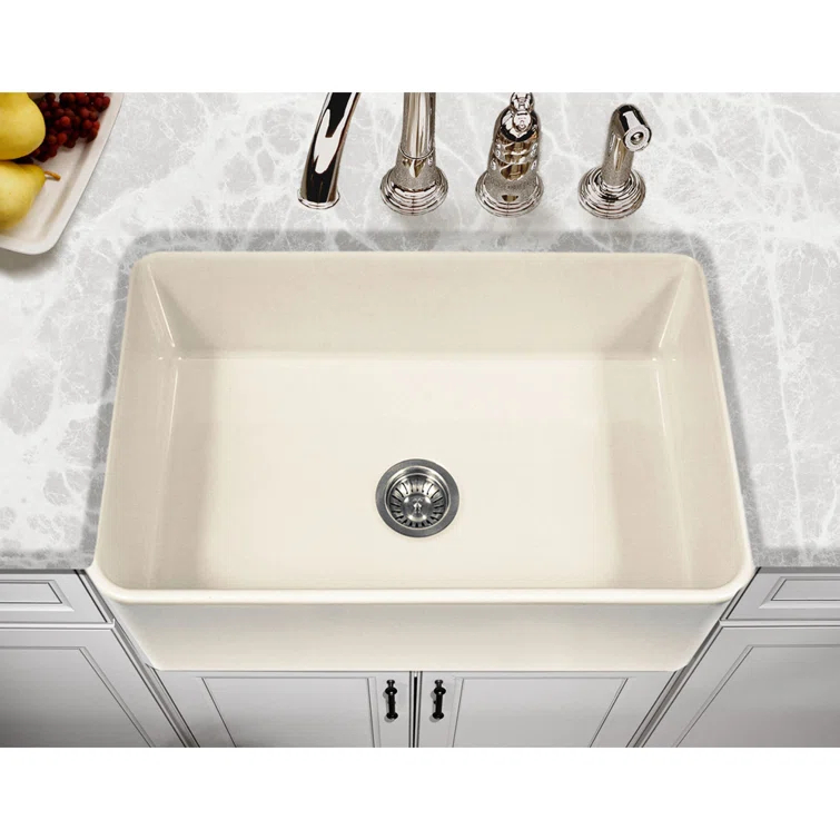 Houzer Farmhouse Platus Apron Front 30 Inch Fireclay Single Bowl Kitchen Sink