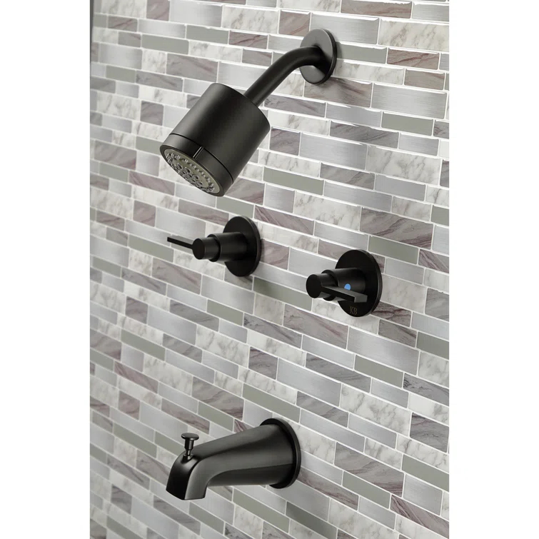 Kingston Brass NuvoFusion Double-Handle Tub and Shower Faucet