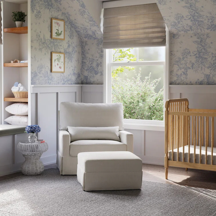 Crawford Pillowback Chair and a Half Upholstered Swivel Glider