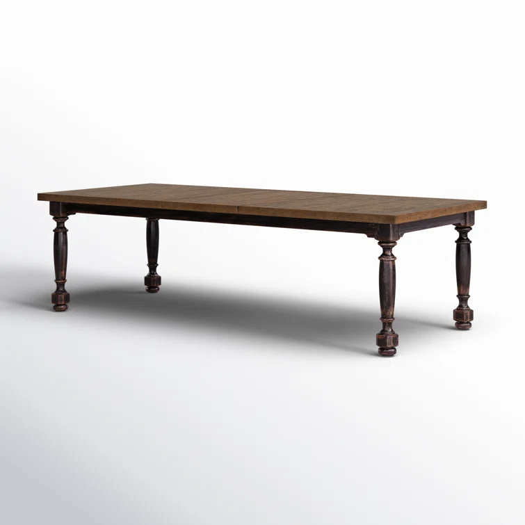 Rustic Black and Brown Reclaimed Wood Extendable Dining Table