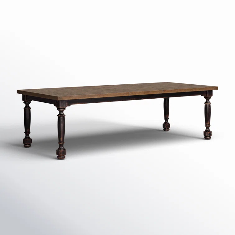 Rustic Black and Brown Reclaimed Wood Extendable Dining Table