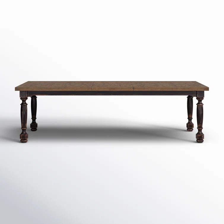 Rustic Black and Brown Reclaimed Wood Extendable Dining Table