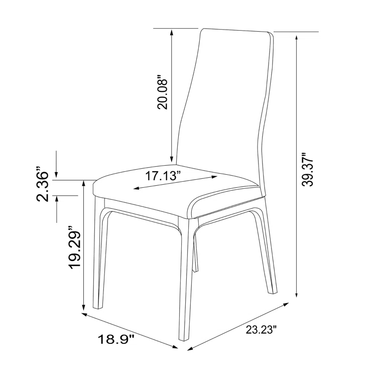 Esther Modern Side Chair w/ Solid Wood Base - 2 per box