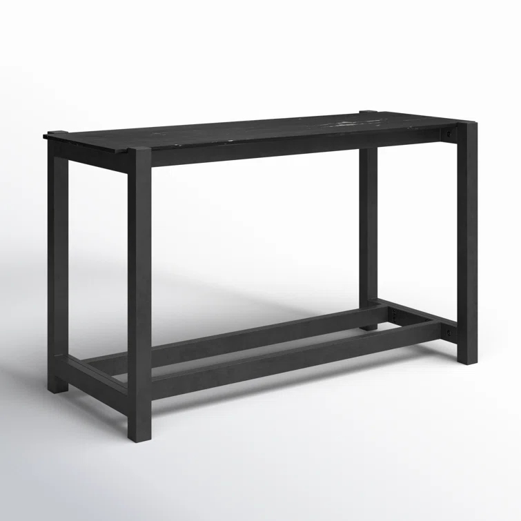 Black Mango Wood and Marble Counter Height Dining Table