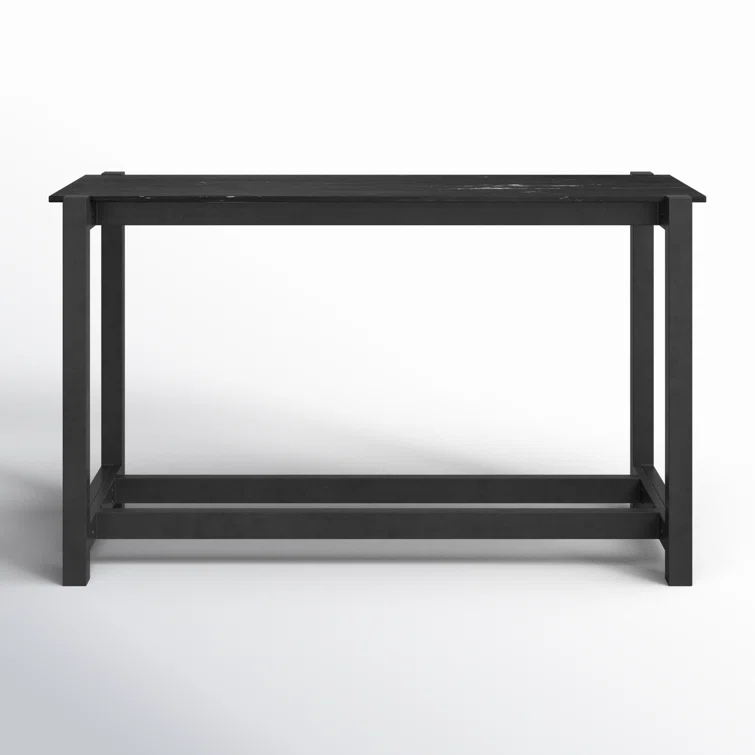 Black Mango Wood and Marble Counter Height Dining Table