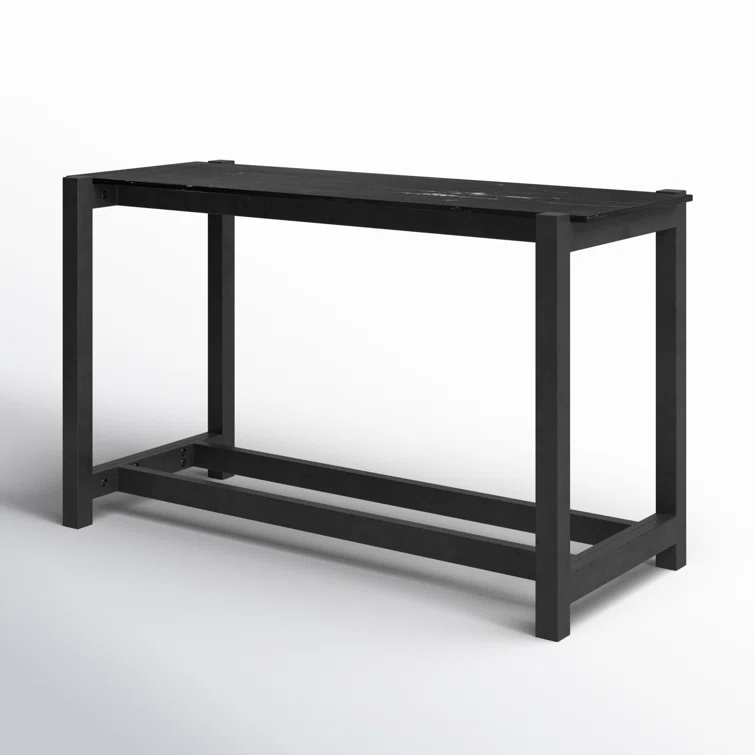 Black Mango Wood and Marble Counter Height Dining Table