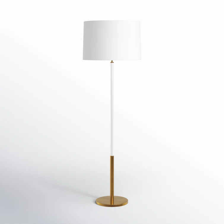 Monroe 62" Burnished Brass LED Floor Lamp with White Shade
