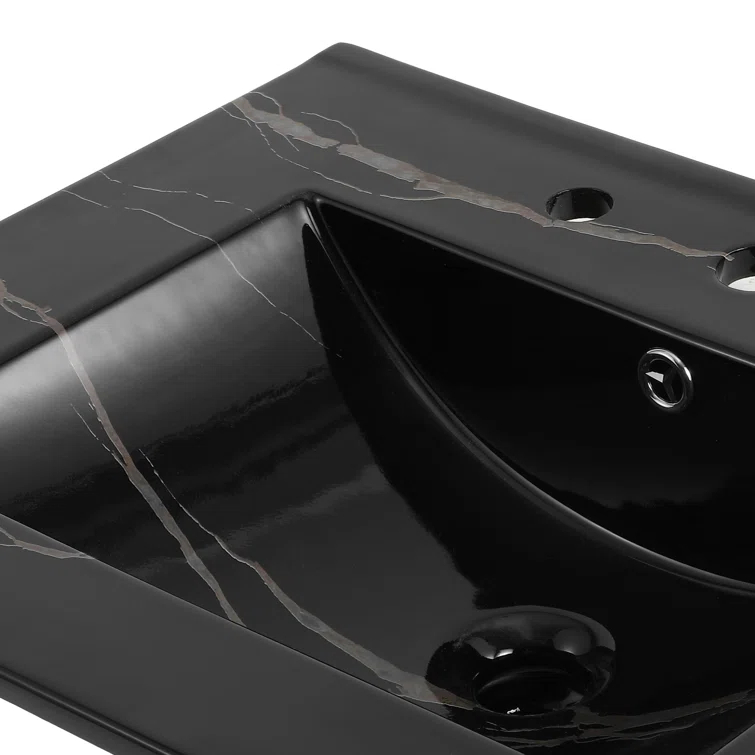 Ancillary 3-Hole 24" Classic Contemporary Rectangular Ceramic Single Sink Basin Vanity Top