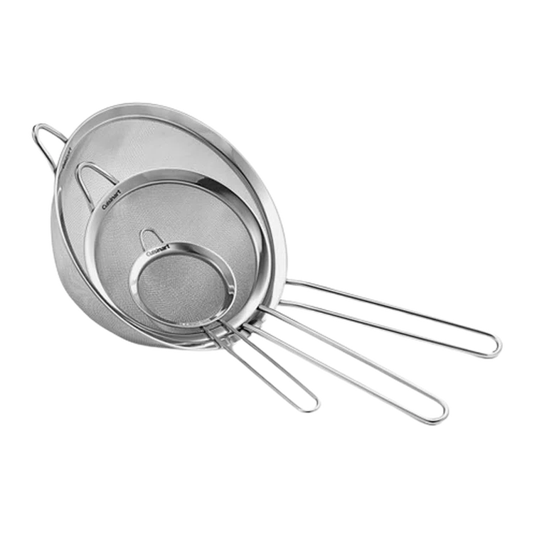 Cuisinart 3 Piece Stainless Steel Mesh Strainer Set for for Sifting, Straining and Draining Vegetables, Pastas, Flour, Tea