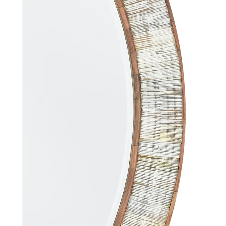 Hyson 36" Round Natural Horn and Sheesham Wood Mirror