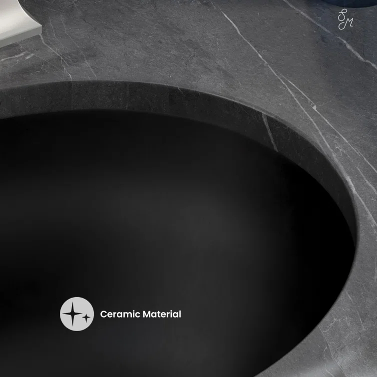 Monaco 19" Ceramic Undermount Bathroom Sink In Matte Black