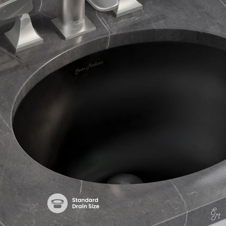 Monaco 19" Ceramic Undermount Bathroom Sink In Matte Black