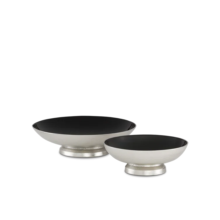 Varu Black and Silver Cast Aluminum Decorative Bowl Set