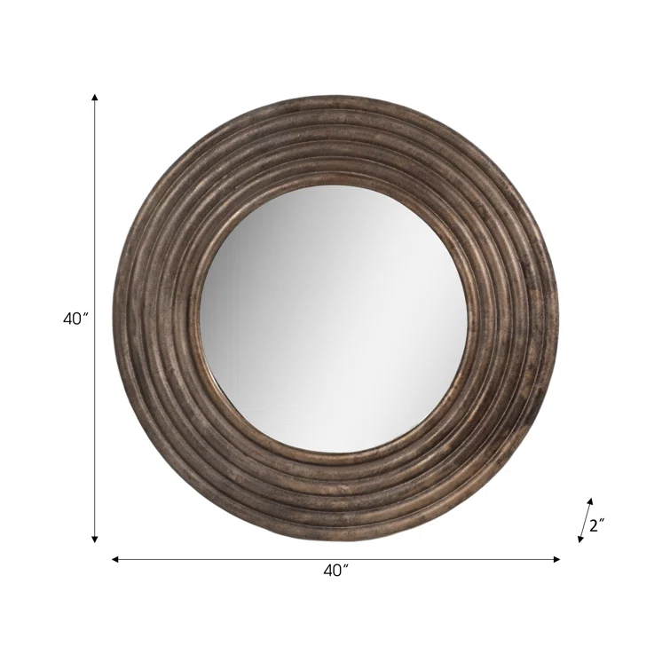 Round Bronze Metal Wall Mirror 40"