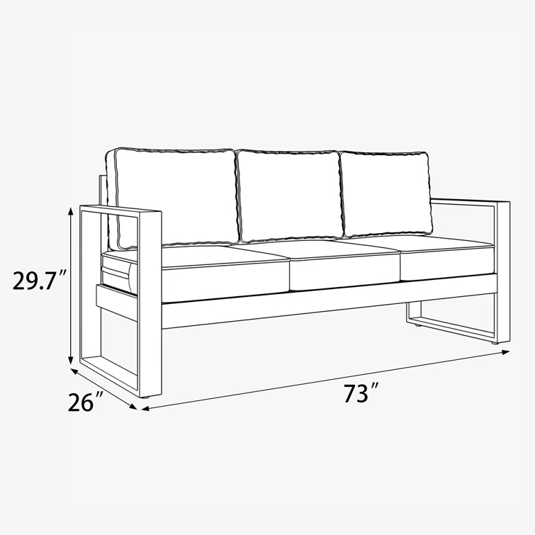 Standalone Product 73'' Metal Outdoor Patio Sofa