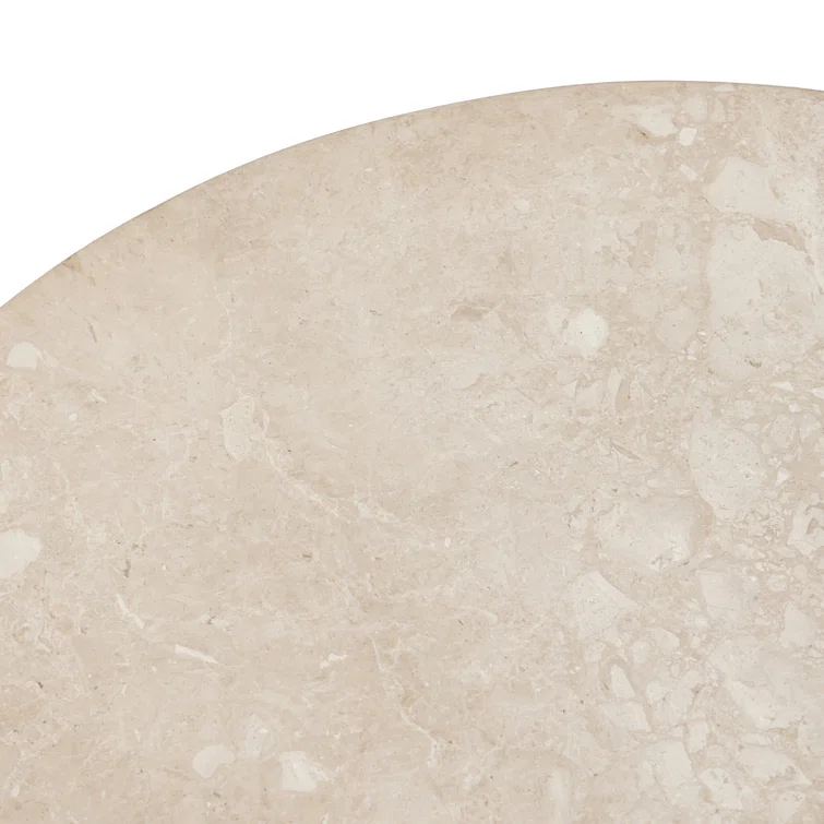 Small Round Lunar Marble Coffee Table with Hammered Iron Base