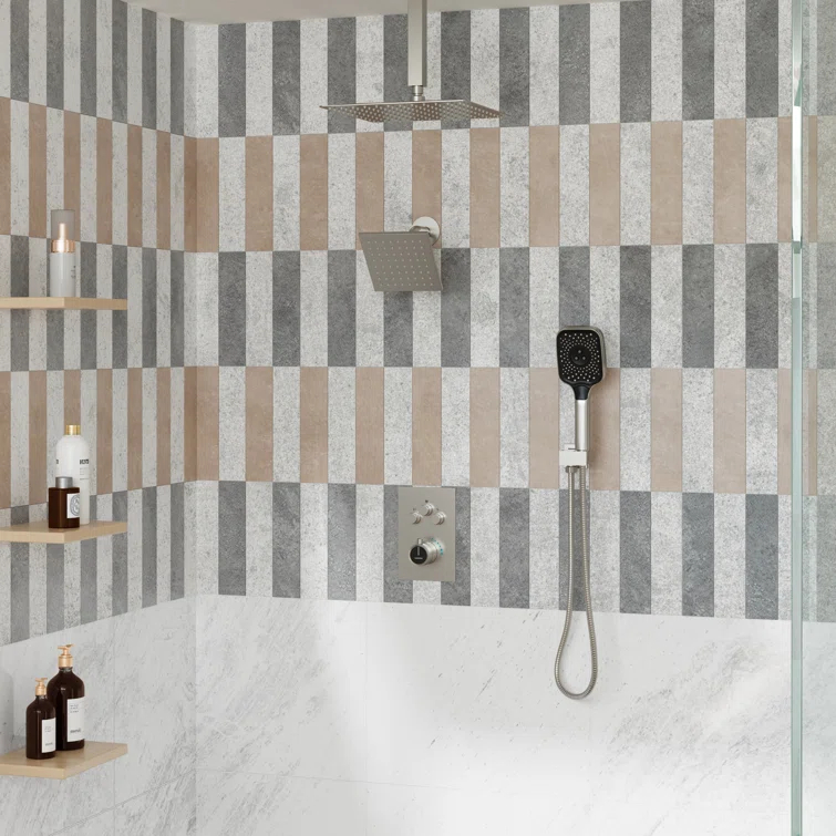 Rainfall Symphony 12inch 3-Function Dual Shower Head Thermostatic Shower System with 3 Sprays Handheld