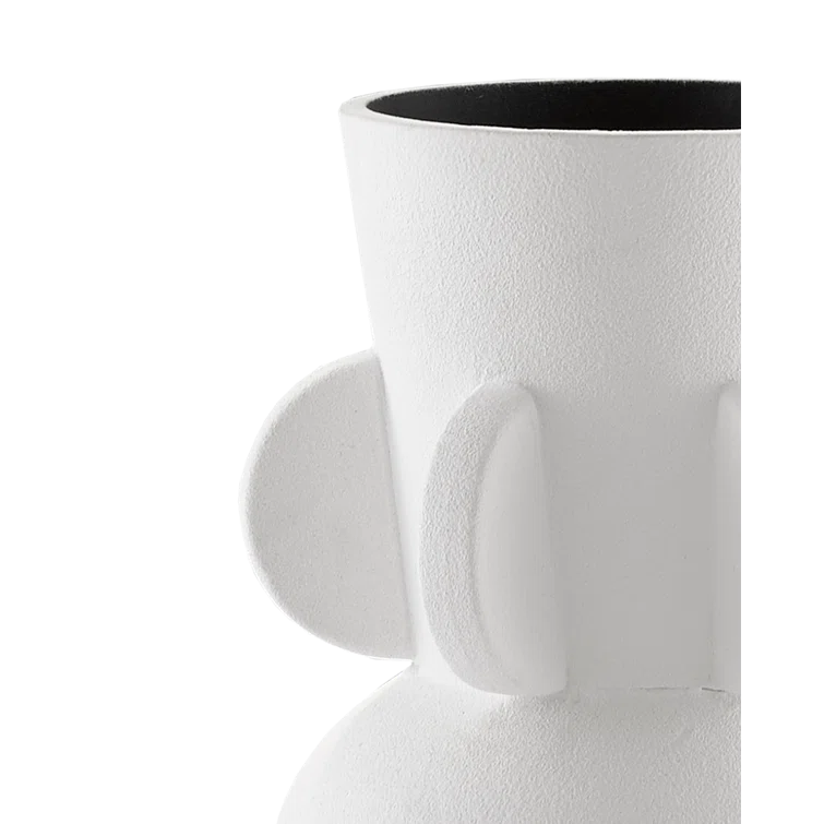 Artisanal Textured White Ceramic Table Vase, 13.25"