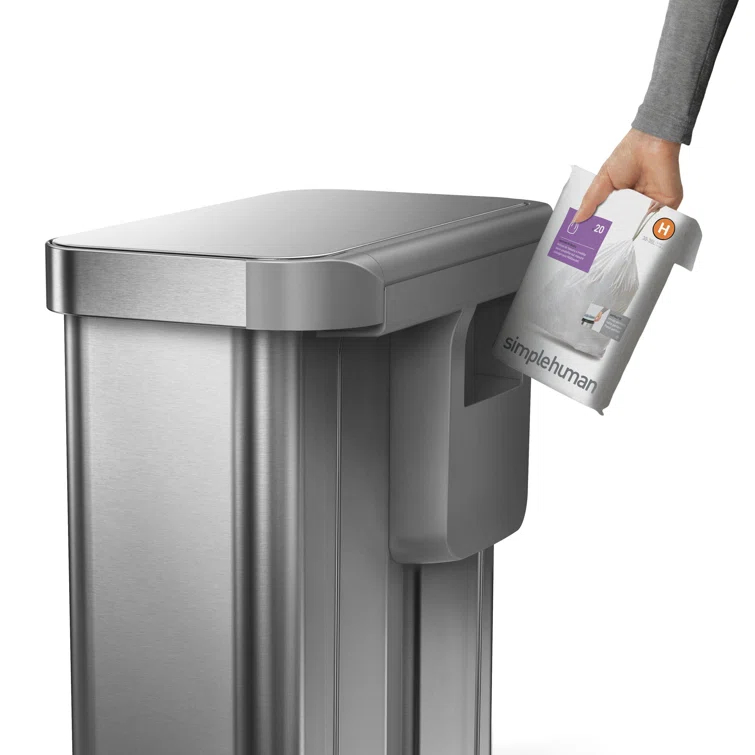 Simplehuman 58L / 15.3 Gallon Hands-Free Dual Compartment Recycling Kitchen Step Trash Can with Lid