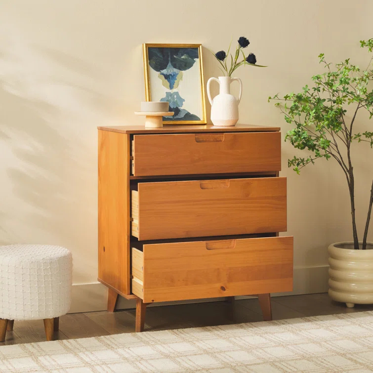 Yarber Groove 3 Drawer Solid Wood Chest