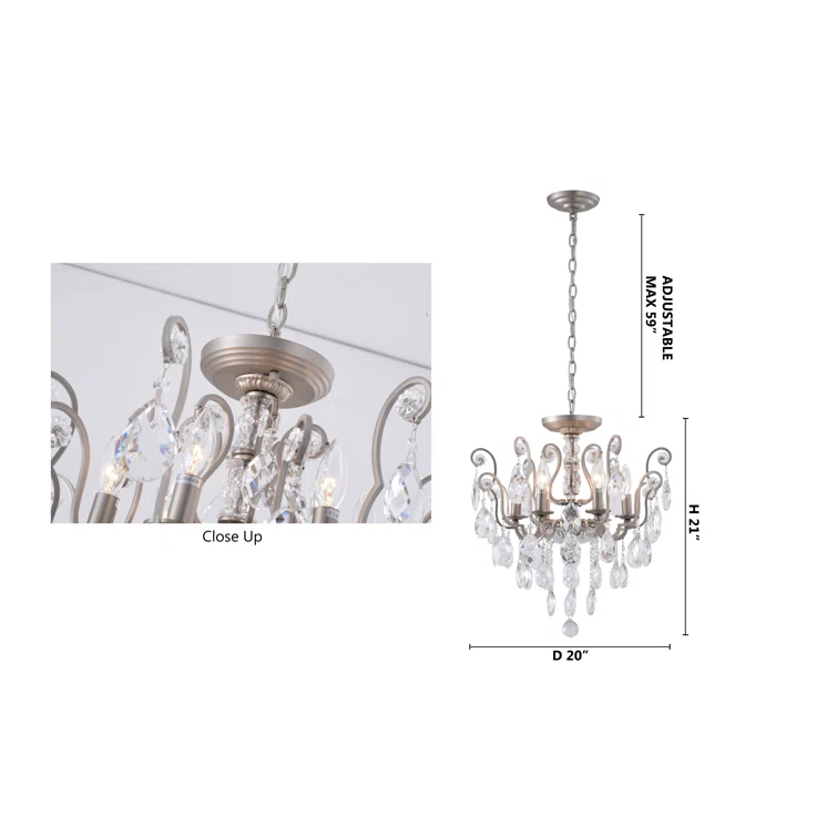 Bearnice Antique Brass 20'' Plug-In Candle Chandelier with Clear Crystals