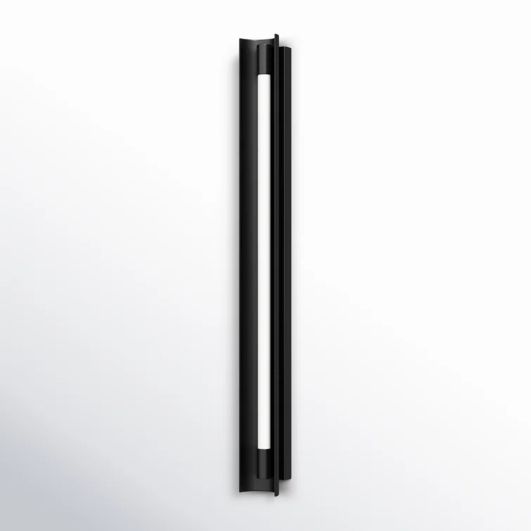 Midnight Black Dimmable LED Outdoor Bath Bar with White Acrylic Diffuser