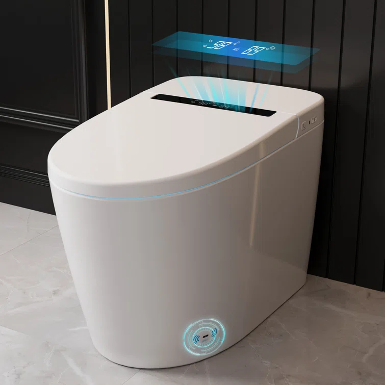 Deervalley Smart Bidet Toilet With LED Display，Auto Open & Close, Heated Seat, Warm Water, Remote Control, Premium