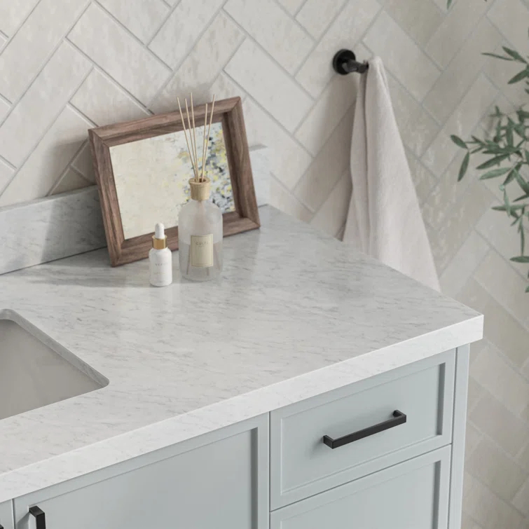 ARIEL Kelly 61 Single Sink Bathroom Vanity with Italian Carrara Marble Top