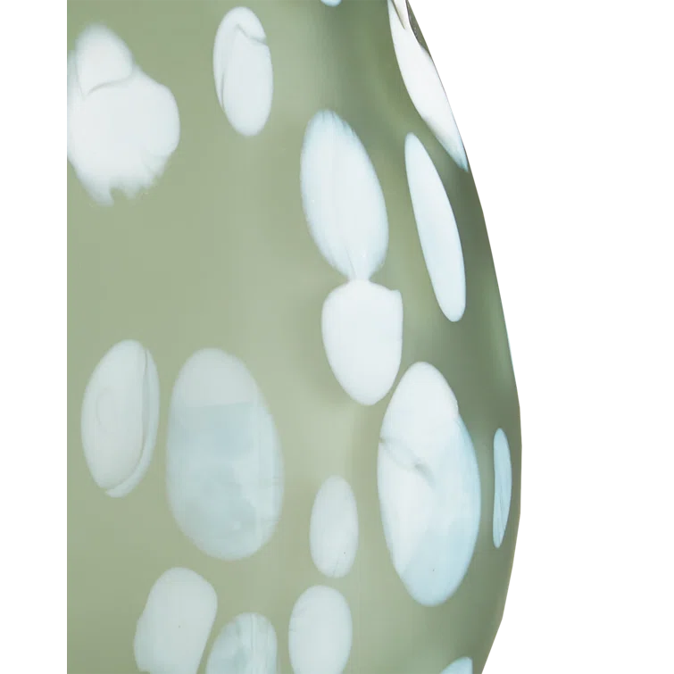 Elysian Splendor Handcrafted Green & White Glass Table Vase Duo