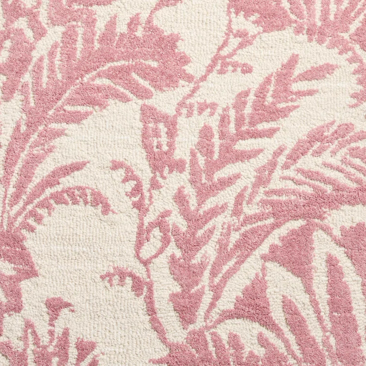 NICOLE MILLER NEW YORK Mod Damask Chambray Handcrafted Wool Area Rug Rose