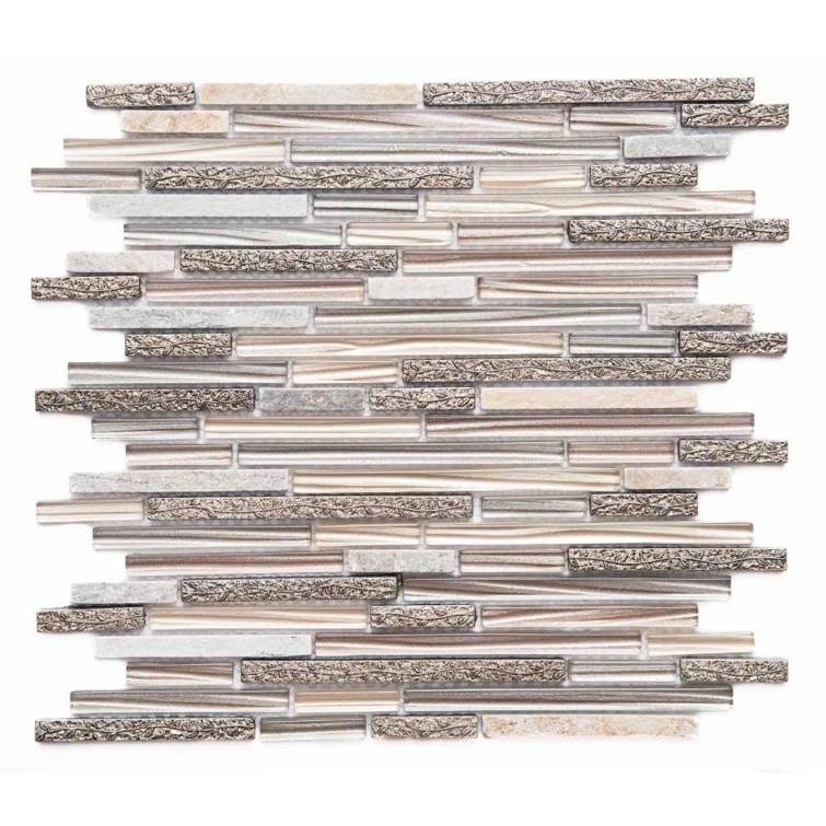 The Tile Life Garden 12" x 12" Natural Stone and Glass Mosaic Wall Tile