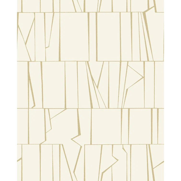 Huntington Gold and White Geometric Stripe Non-Pasted Wallpaper