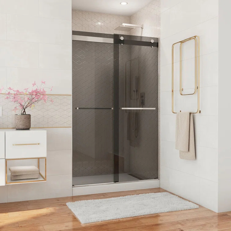 44" - 48" W 76" H Reversible Semi-Frameless Shower Door with ClearMax Technology