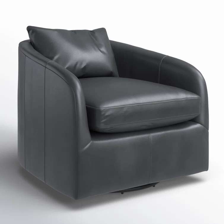 Paralimni Genuine Leather Swivel Armchair