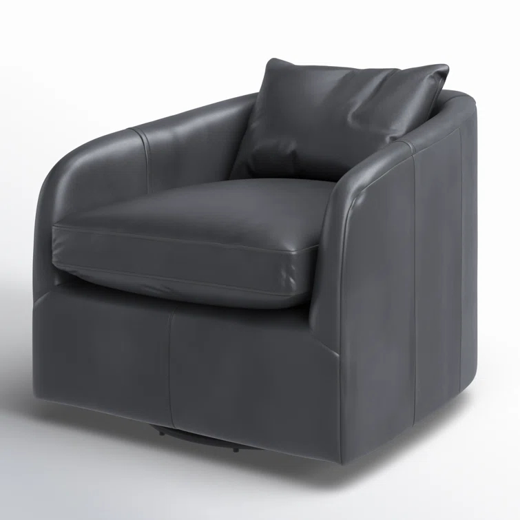 Paralimni Genuine Leather Swivel Armchair