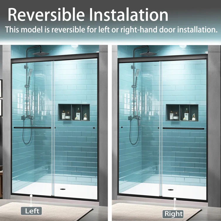 44-48 in.W x 72 in.H Semi-Frameless Sliding Shower Door Clear SGCC Tempered Glass.
