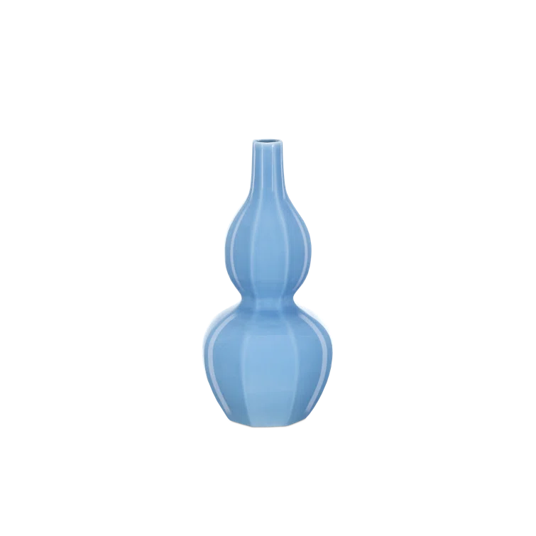 Sky Blue Porcelain Octagonal Decorative Table Vase