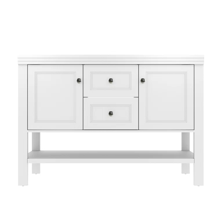 48" Double Sink Bathroom Vanity Base Only with Drawers and Shelves, Sink Not Included