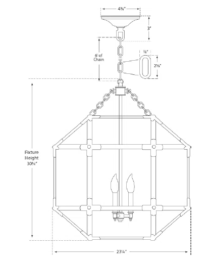 Elegant Morris 30'' Polished Nickel & Clear Glass Large Lantern