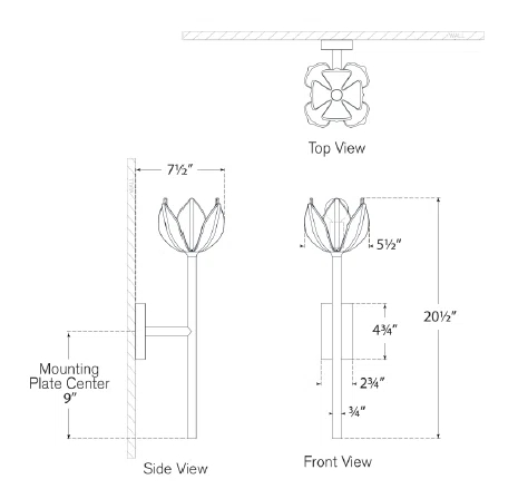 Alberto Plaster White Dimmable Floral Detail Sconce