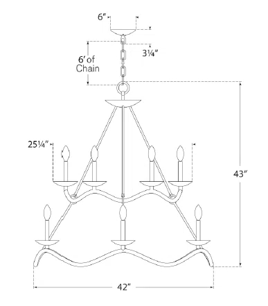 Nickel Crystal Candle 43" Plug-in Chandelier