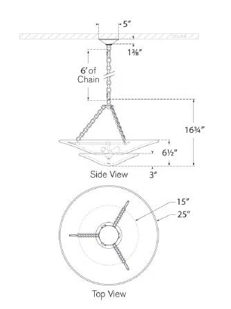 Mollino Bronze 3-Light Chandelier with Plaster Finish