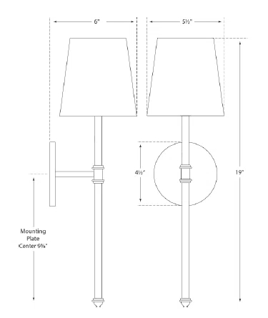 Exquisite Brass and Crystal 19" Direct Wired Sconce with Paper Shade
