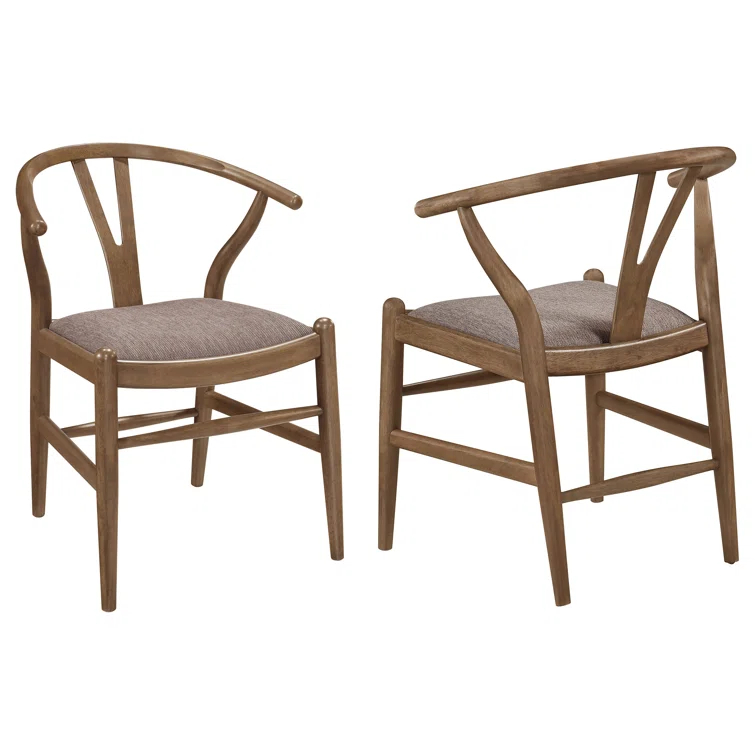 Dinah Danish Y-Shaped Back Dining Side Chair Walnut And Brown (Set Of 2)