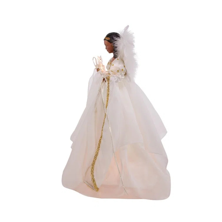 UL 10-Light Black Angel Tree Topper