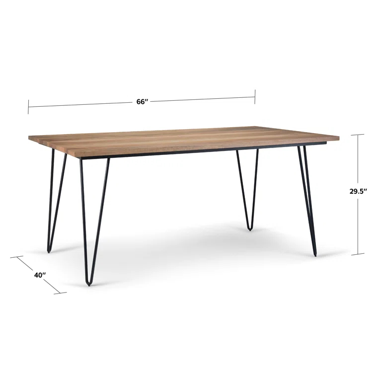 Hunter Solid Mango Wood Dining Table, Industrial Style