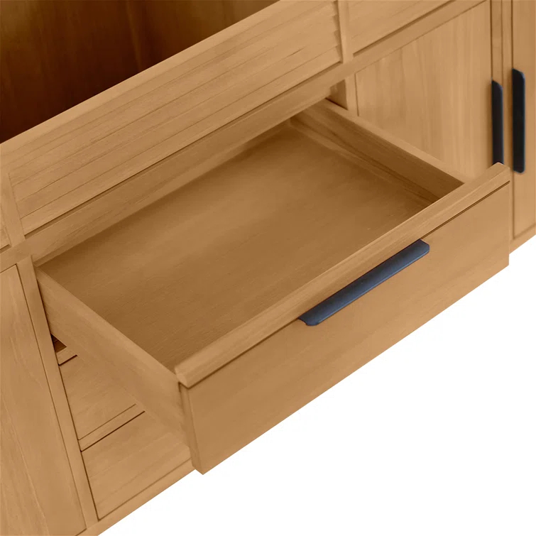 Hoult 72 in. Natural Teak Double Bathroom Vanity with Quartz Top