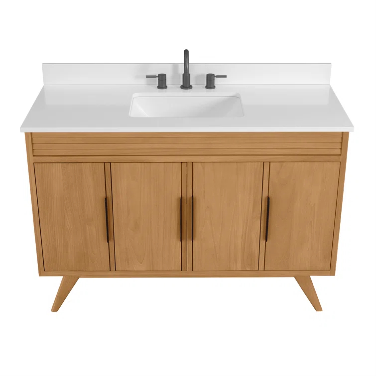 Taylor 48 in. Single Natural Teak Bathroom Vanity with Quartz Top