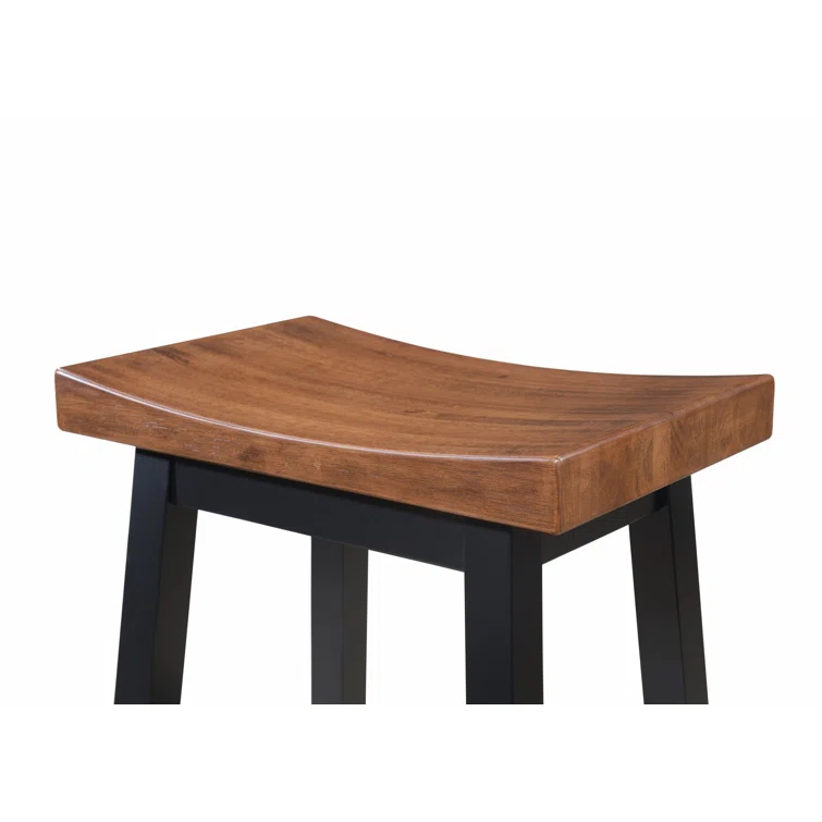 LuXeo LuXeo Lakewood Solid Wood Saddle Barstool (Set of 2)
