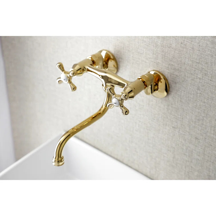 Kingston Brass KS216C Kingston Brass Kingston Two-Handle 2-Hole Wall Mount Bathroom Faucet